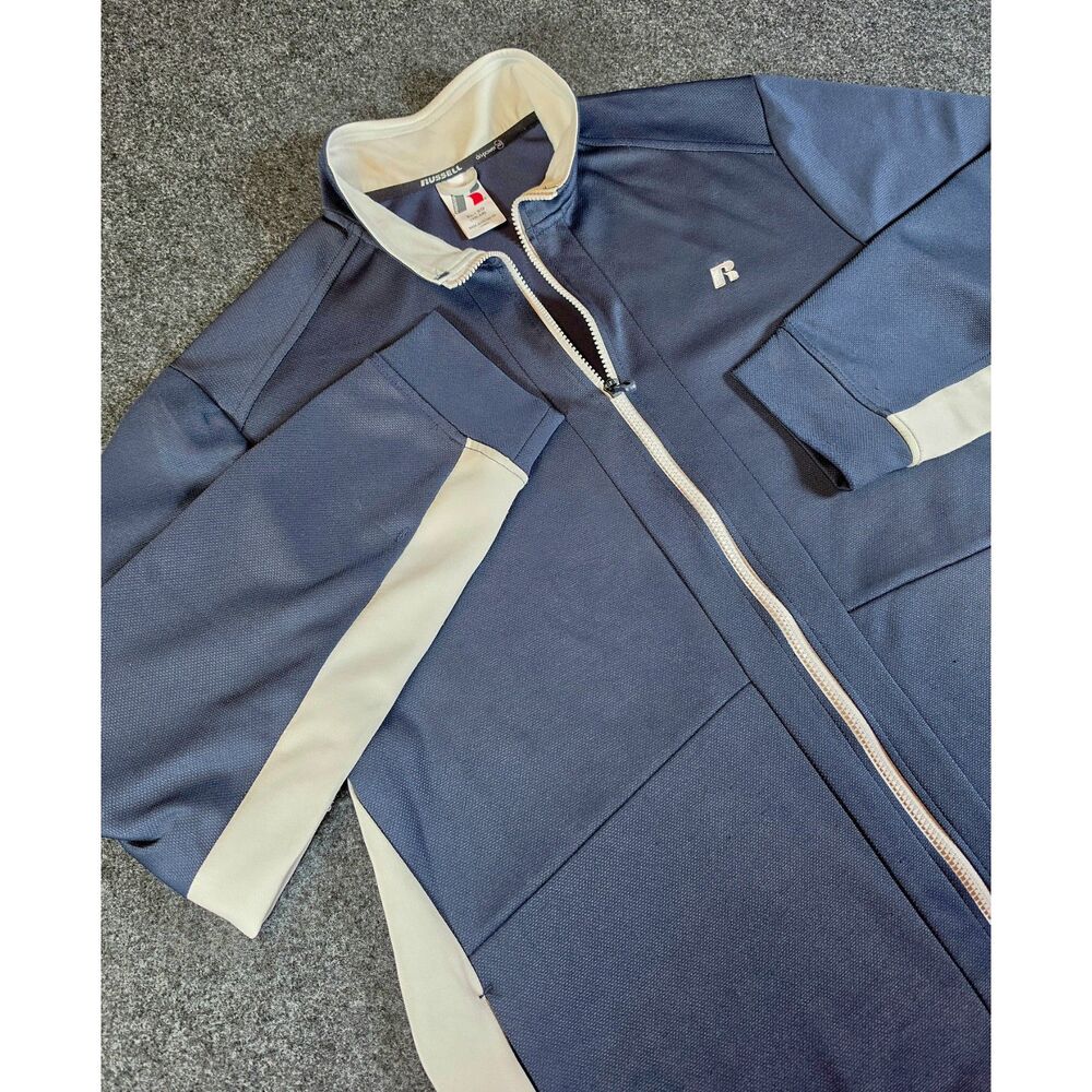 Russell Athletic Dri Power 360 Mens XL Full Zip Track Jacket Blue Gray